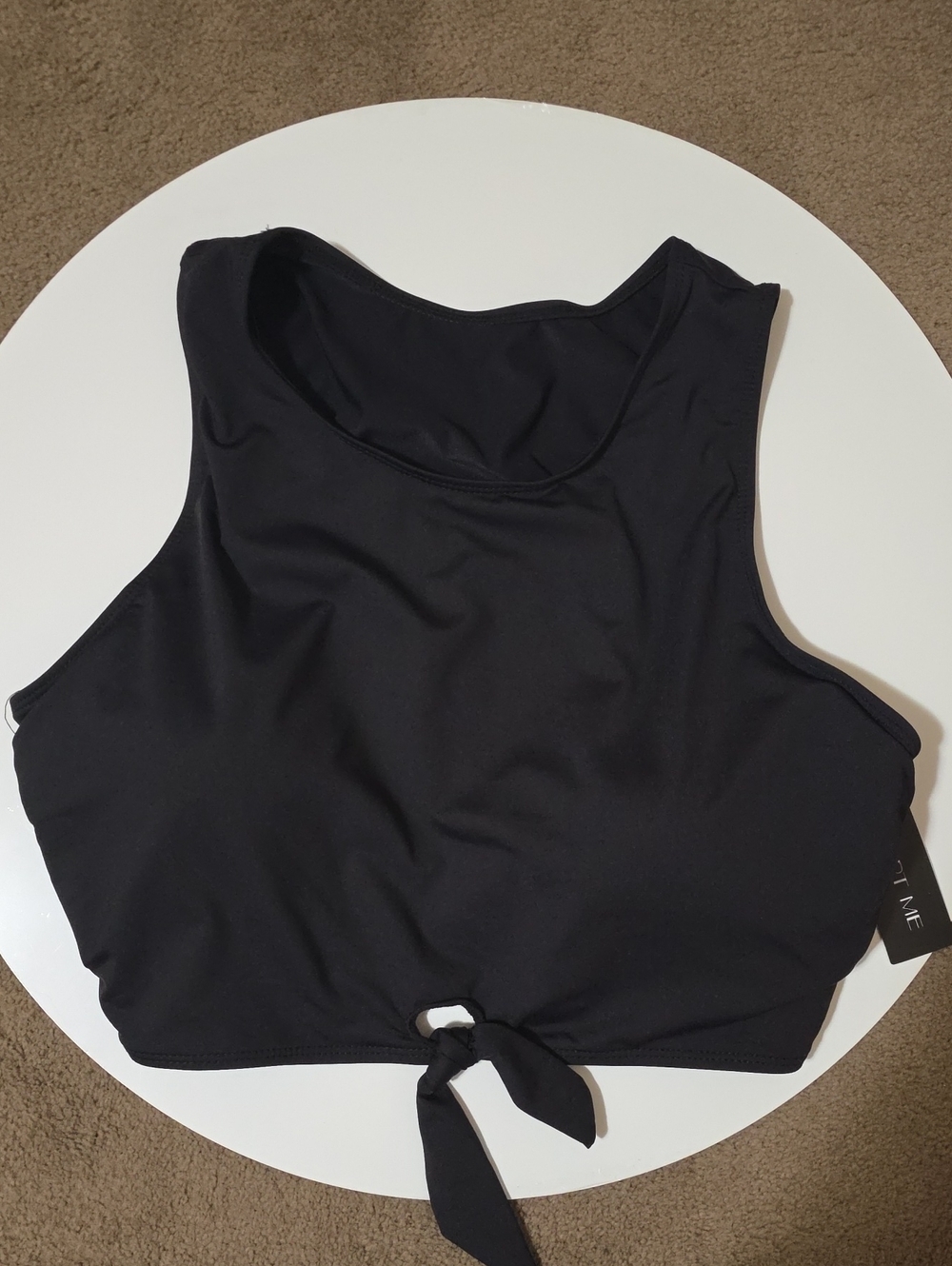 Black Tie-Front Swim Bikini Top - Women
